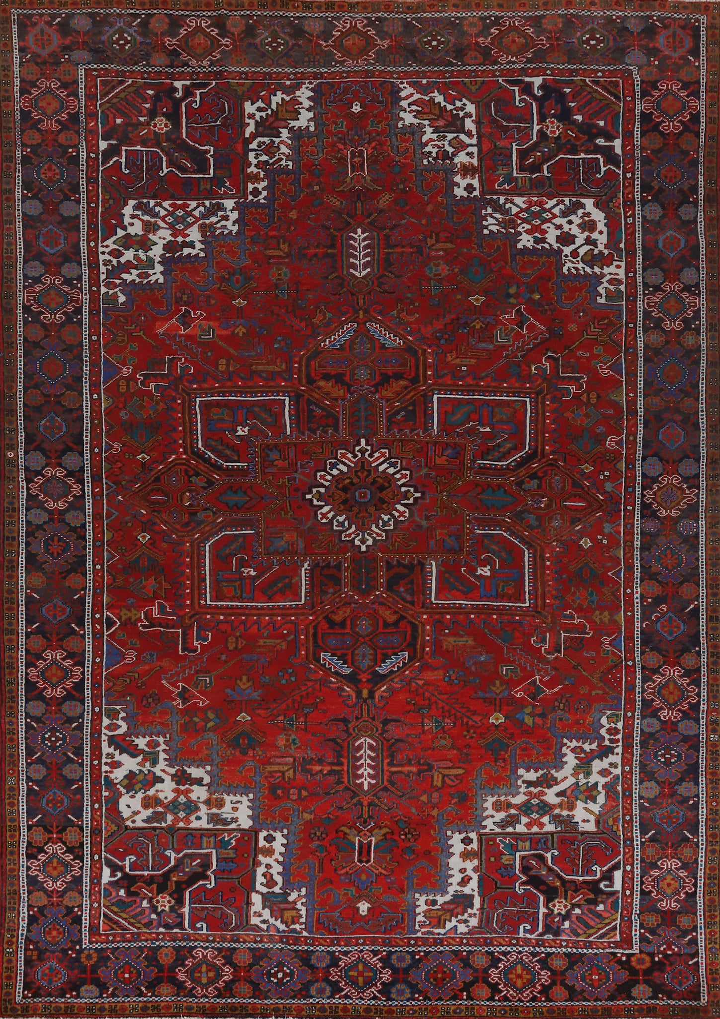 Geometric Wool Heriz Persian Area Rug 10x13