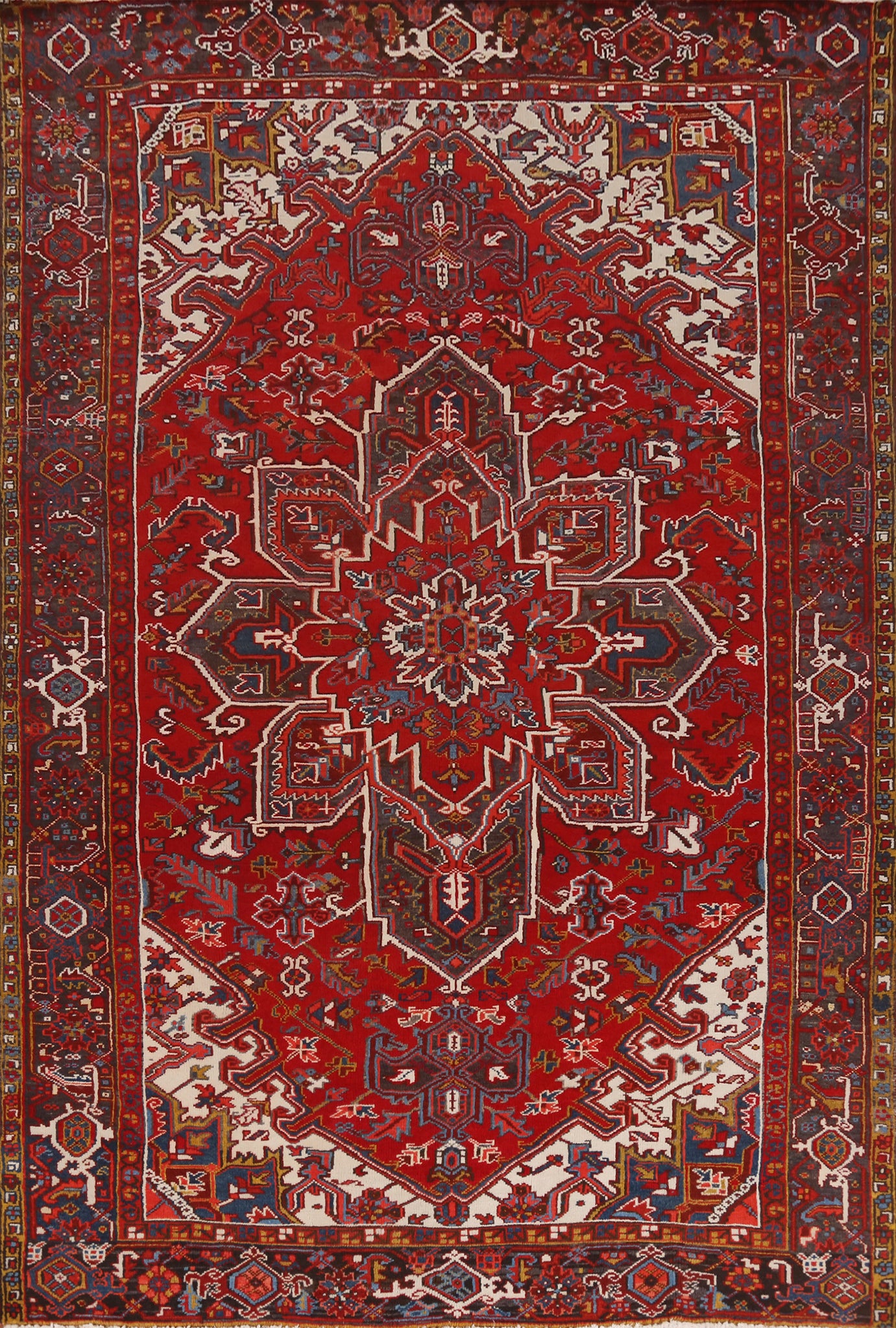 Geometric Red Heriz Persian Area Rug 8x11