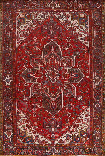 Geometric Red Heriz Persian Area Rug 8x11