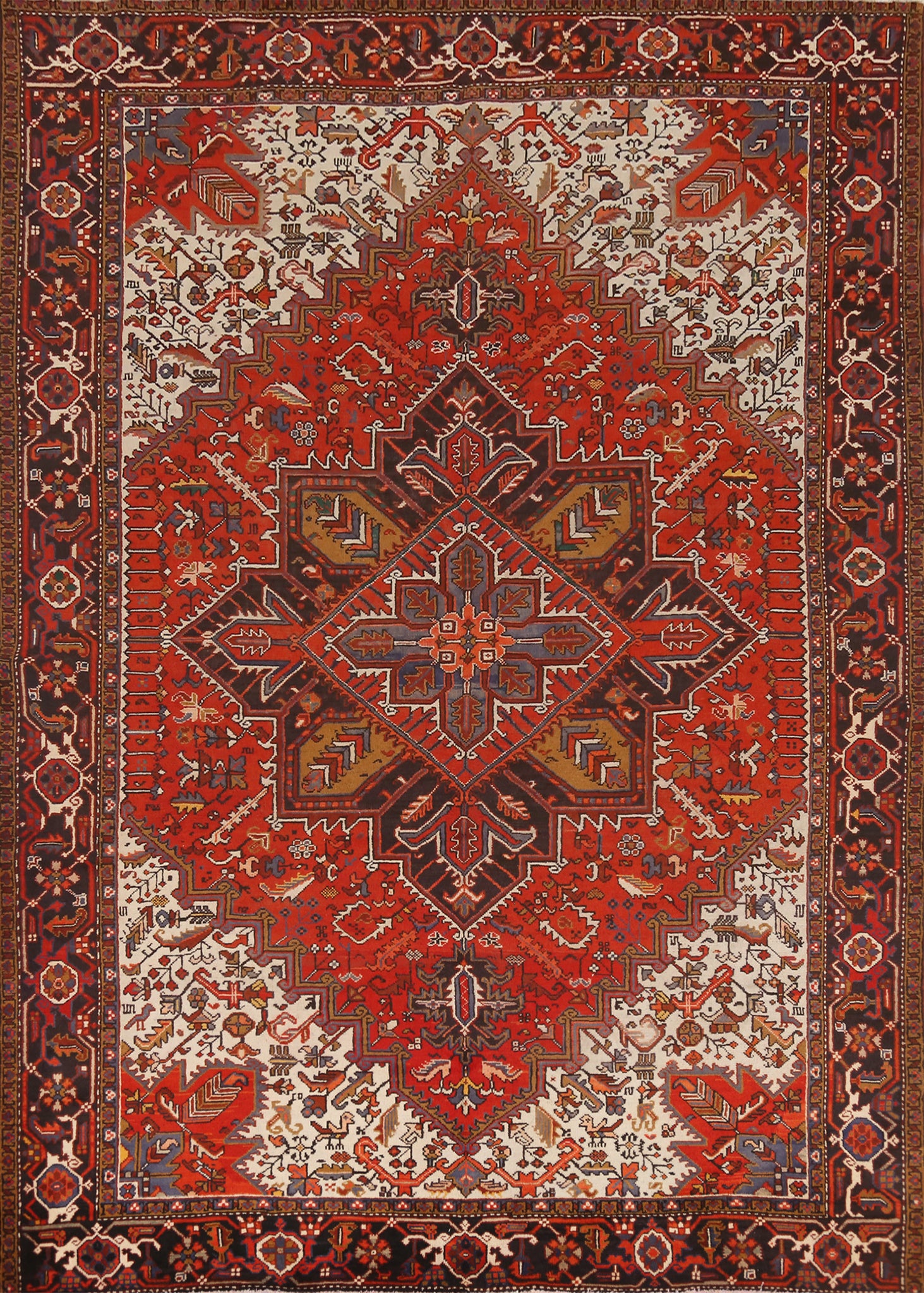 Geometric Wool Heriz Persian Area Rug 8x11