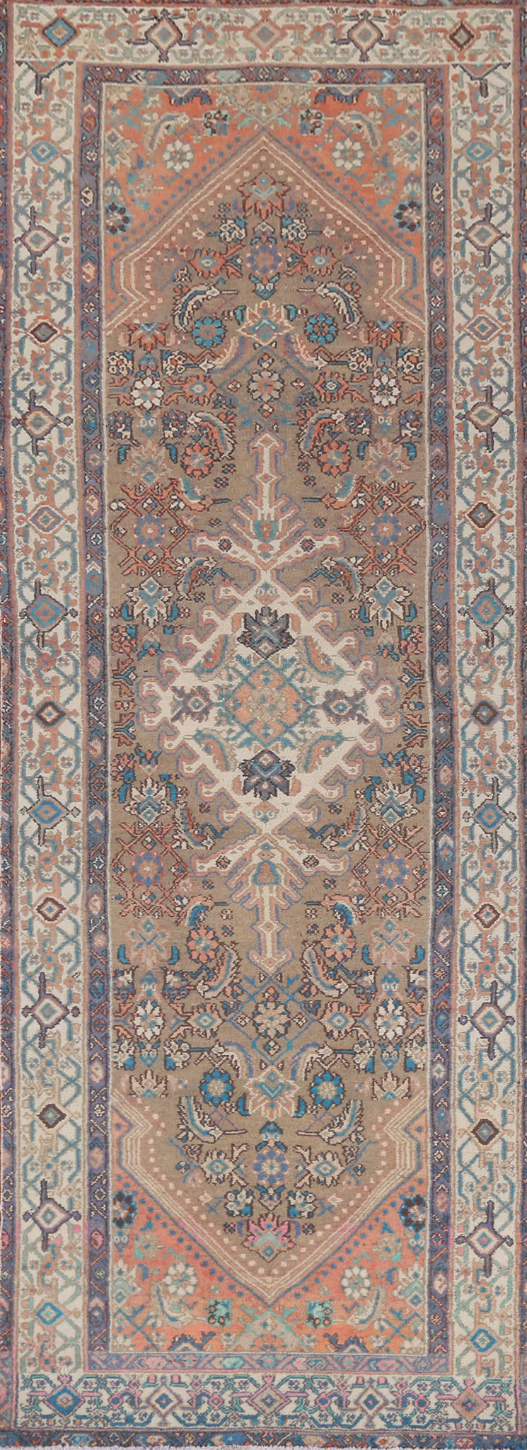 Vintage Wool Bibikabad Persian Runner Rug 3x11