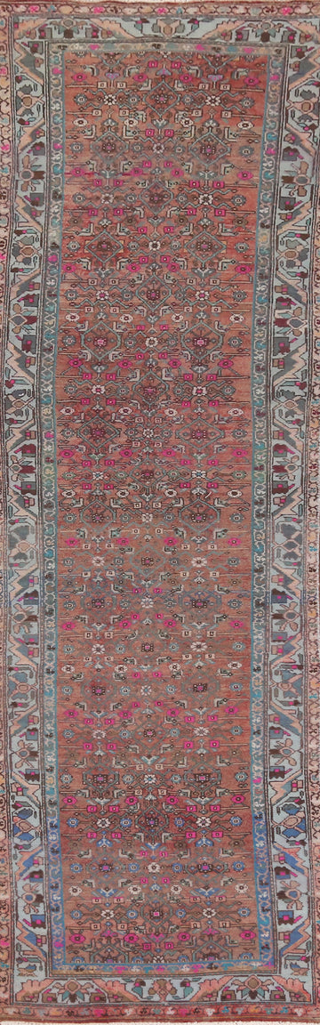 Handmade Wool Hamedan Persian Runner Rug 3x13