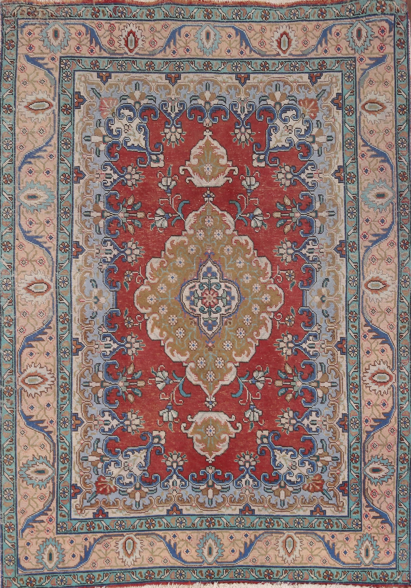 Geometric Wool Tabriz Persian Rug 5x6