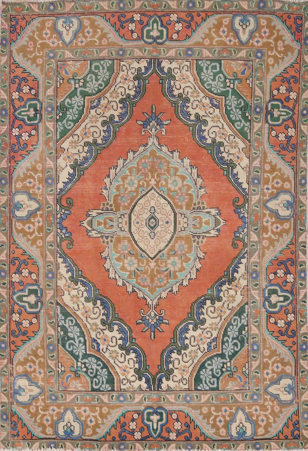 Geometric Wool Tabriz Persian Rug 4x6