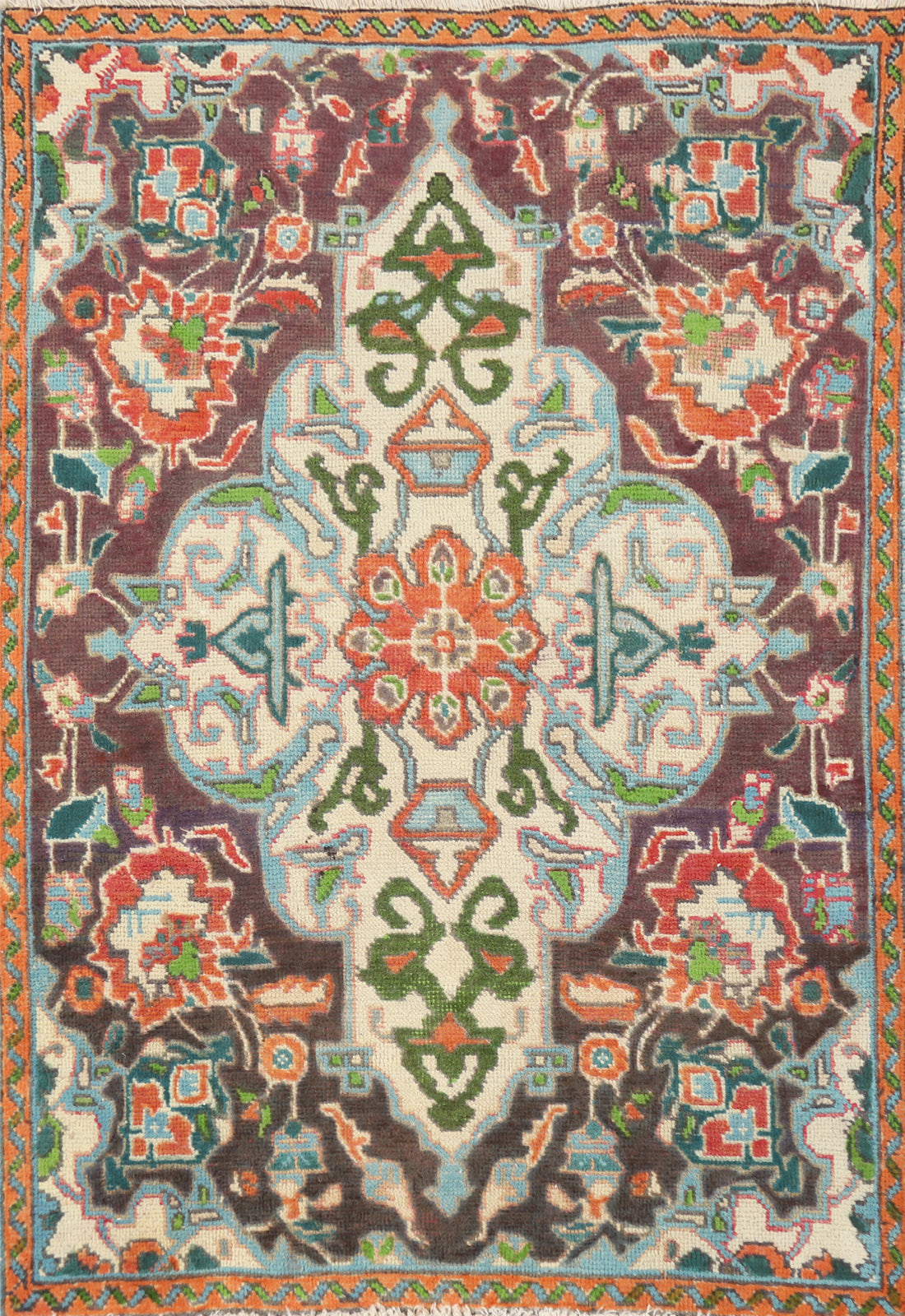 Geometric Wool Tabriz Persian Rug 3x4