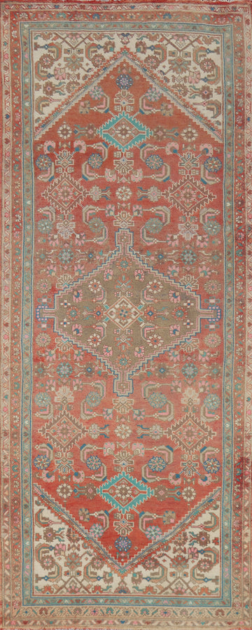 Vintage Wool Hamedan Persian Runner Rug 4x10