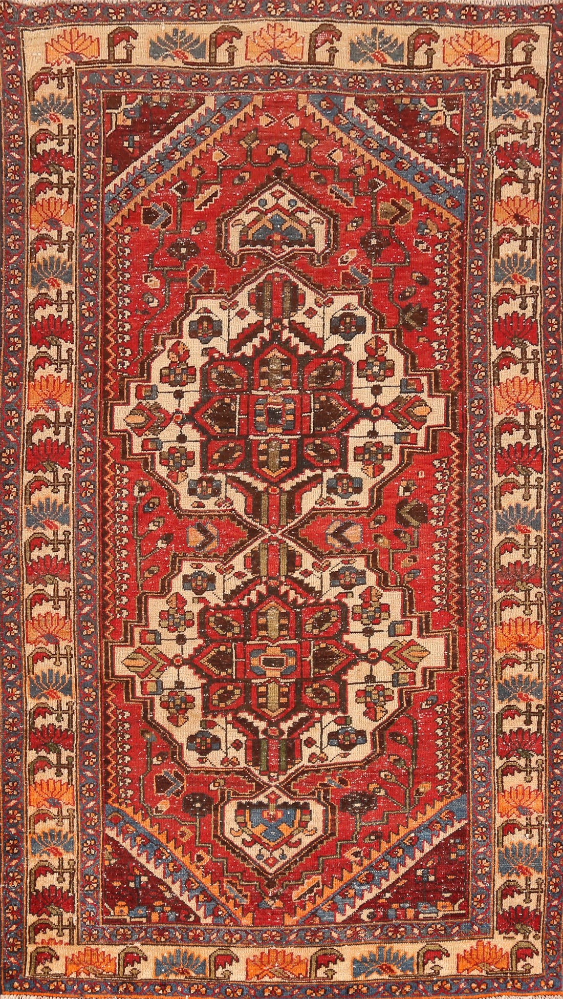 Vintage Wool Bakhtiari Persian Area Rug 5x10