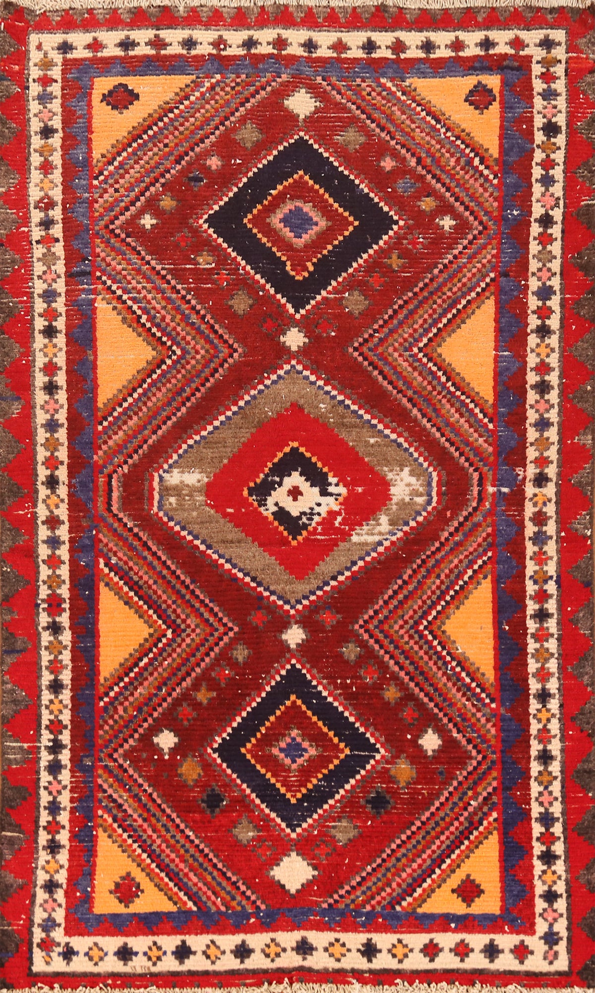 Vintage Geometric Gabbeh Persian Rug 4x7