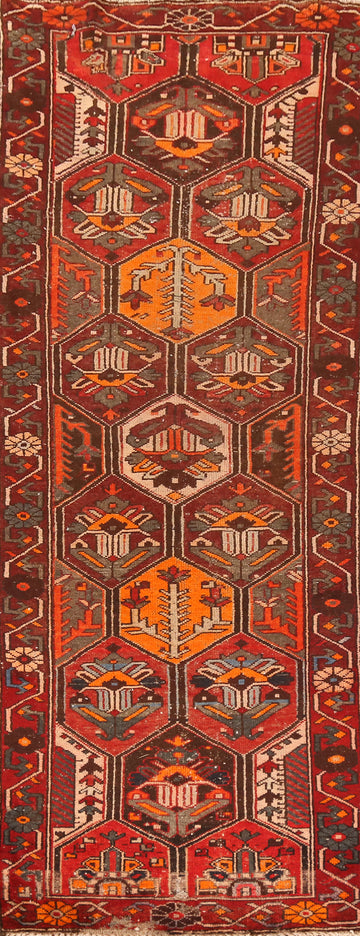 Geometric Bakhtiari Persian Runner Rug 3x10