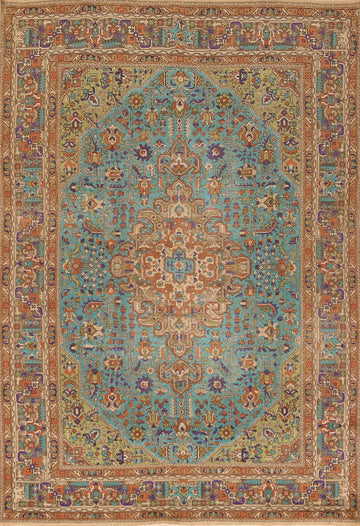 Vintage Blue Tabriz Persian Area Rug 7x10