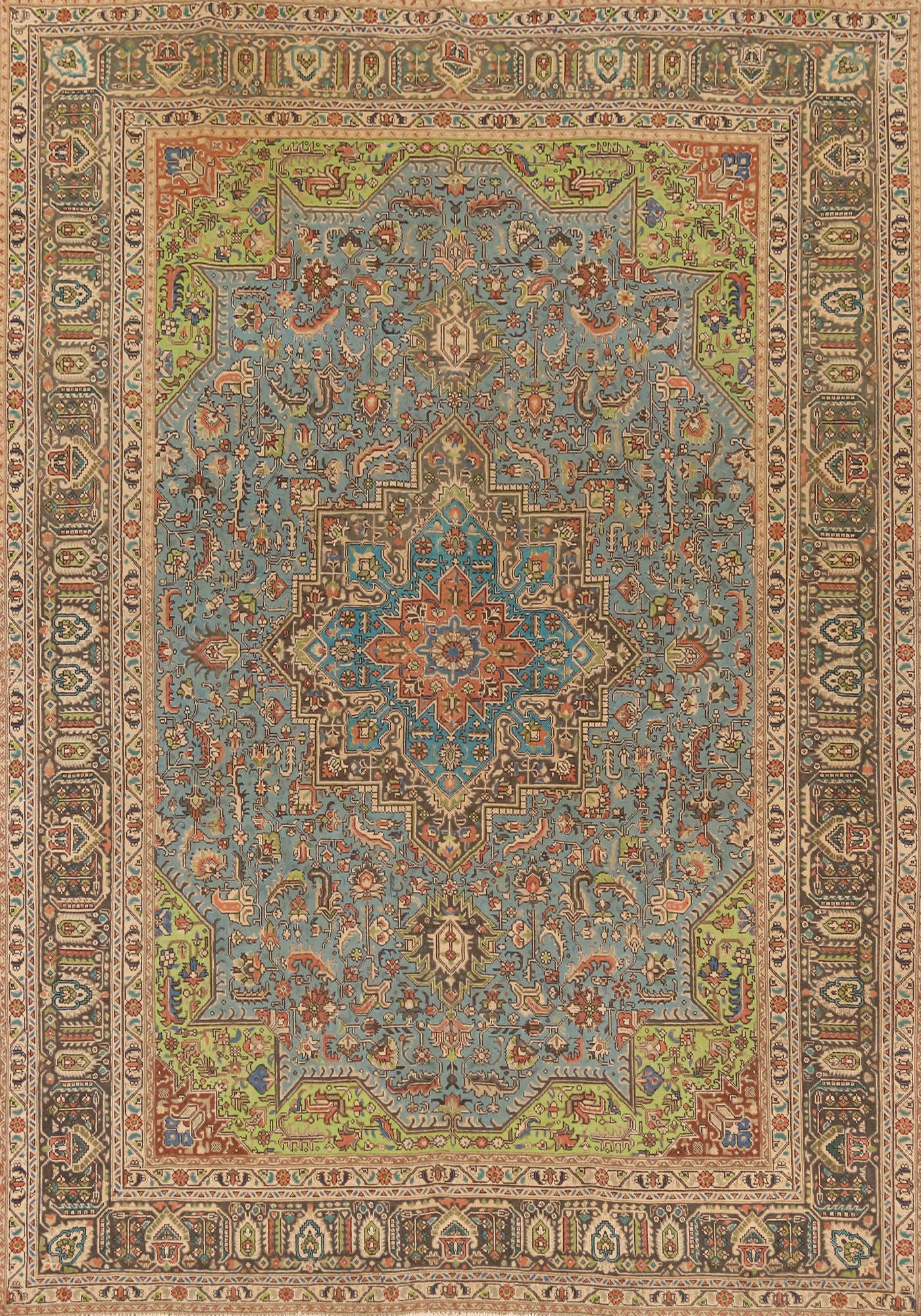 Traditional Blue Tabriz Persian Area Rug 8x11