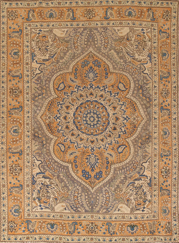Vintage Wool Tabriz Persian Area Rug 7x9