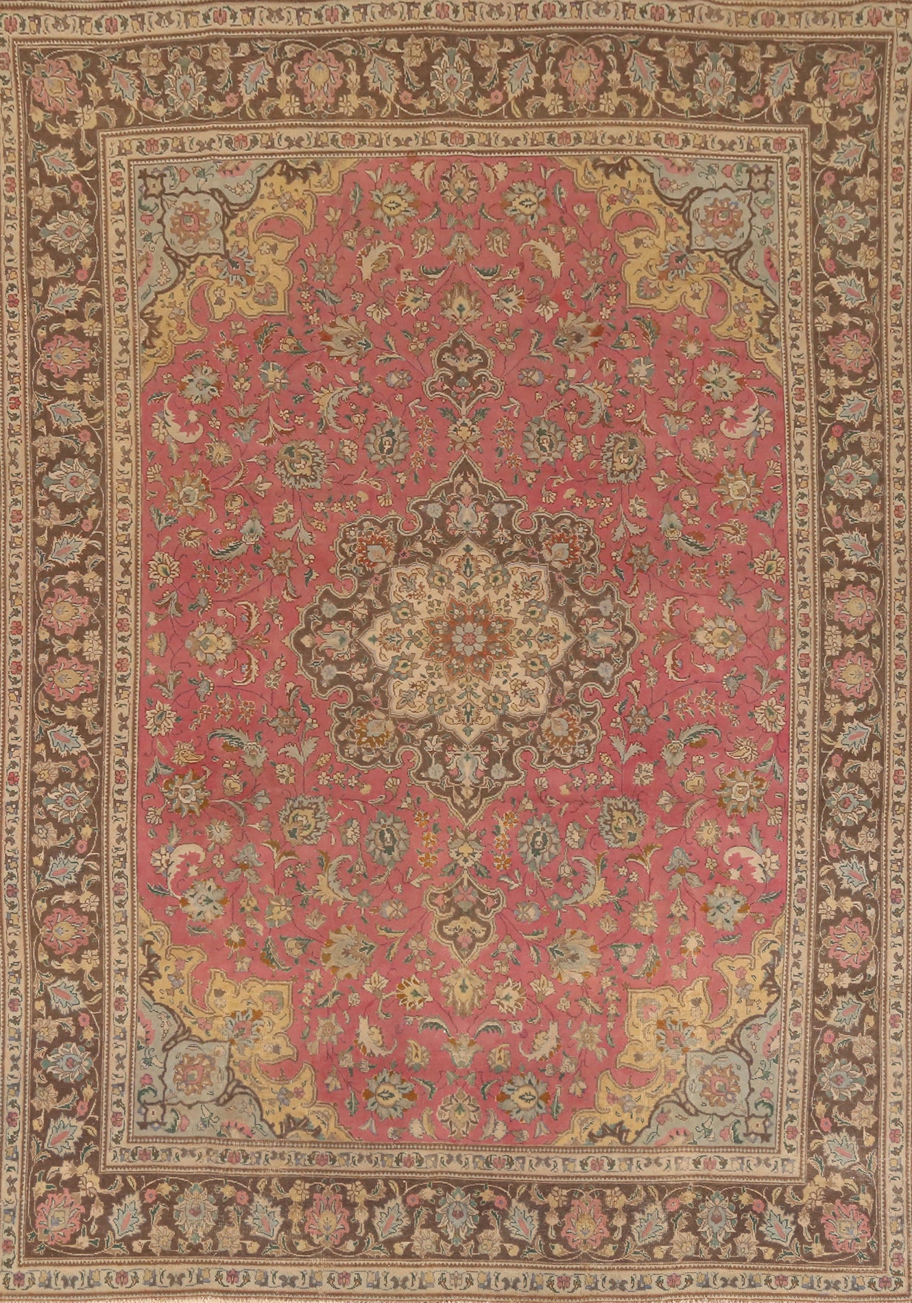 Floral Pink Tabriz Persian Area Rug 8x11
