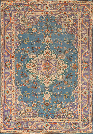 Handmade Blue Tabriz Persian Area Rug 7x10