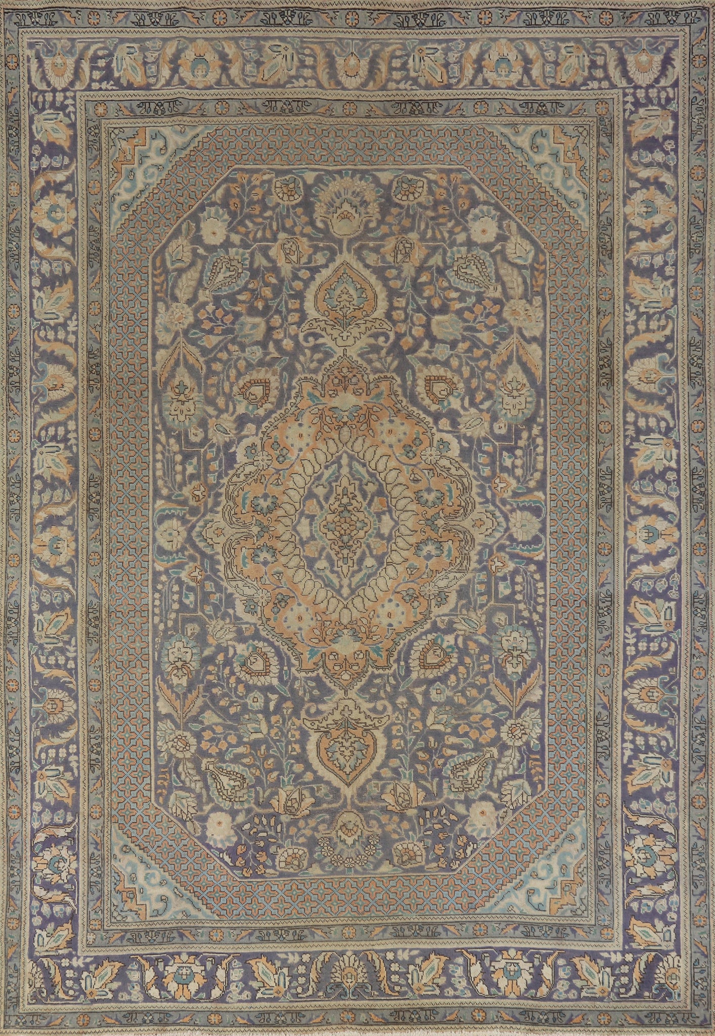Blue Handmade Wool Tabriz Persian Area Rug 8x11