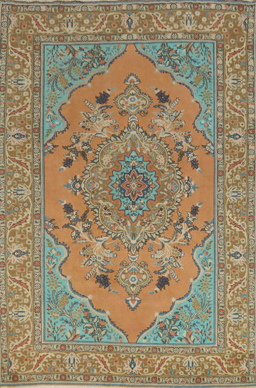 Orange Wool Tabriz Persian Area Rug 7x10