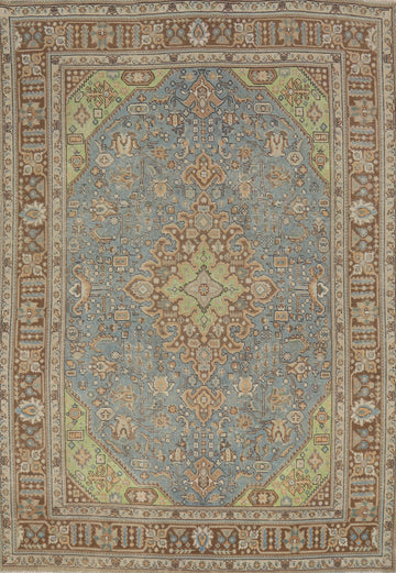 Geometric Blue Tabriz Persian Area Rug 6x9