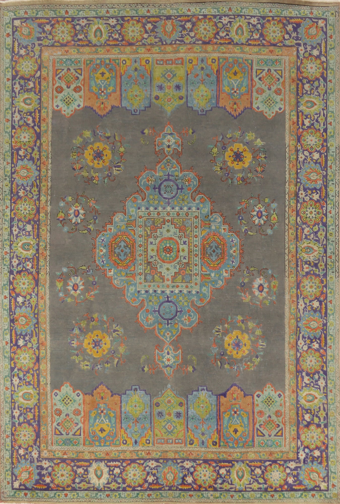 Gray Wool Tabriz Persian Area Rug 8x11