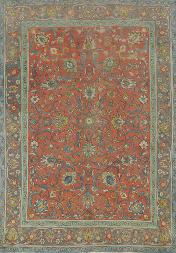 All-Over Floral Tabriz Persian Area Rug 7x9