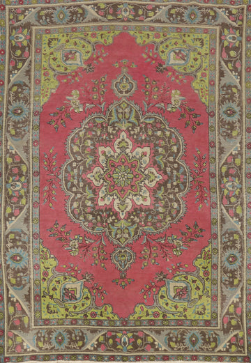 Geometric Wool Tabriz Persian Area Rug 7x9