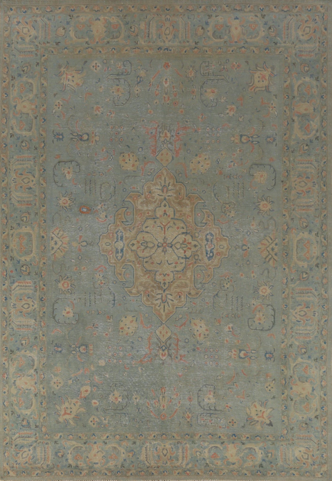 Blue Medallion Wool Tabriz Persian Area Rug 8x12