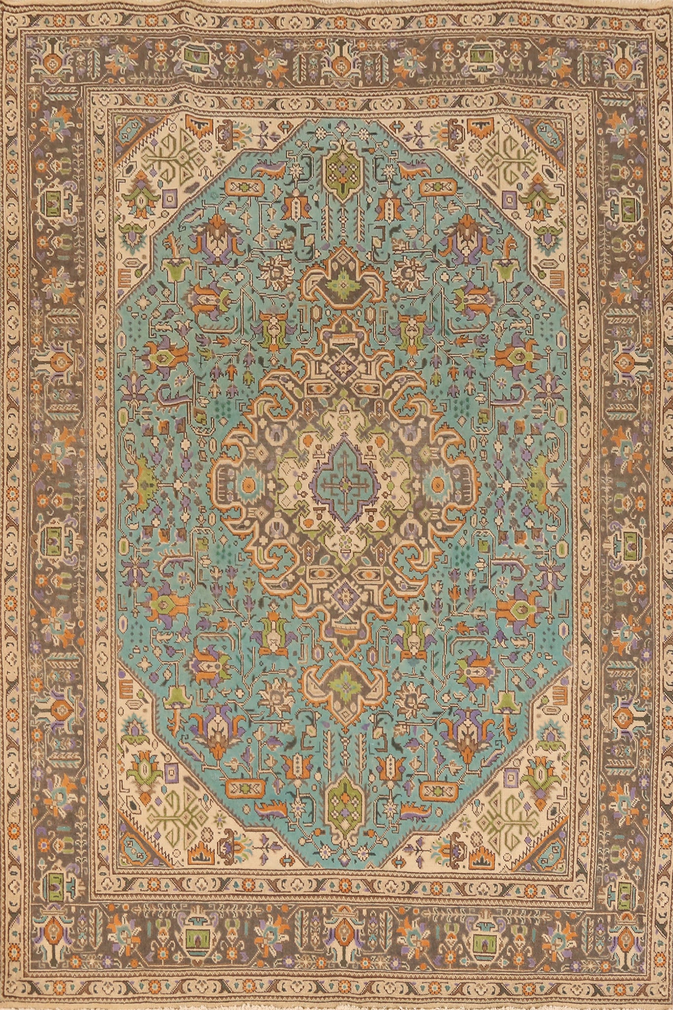 Handmade Blue Tabriz Persian Area Rug 6x9