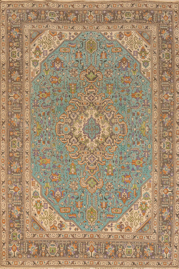 Handmade Blue Tabriz Persian Area Rug 6x9