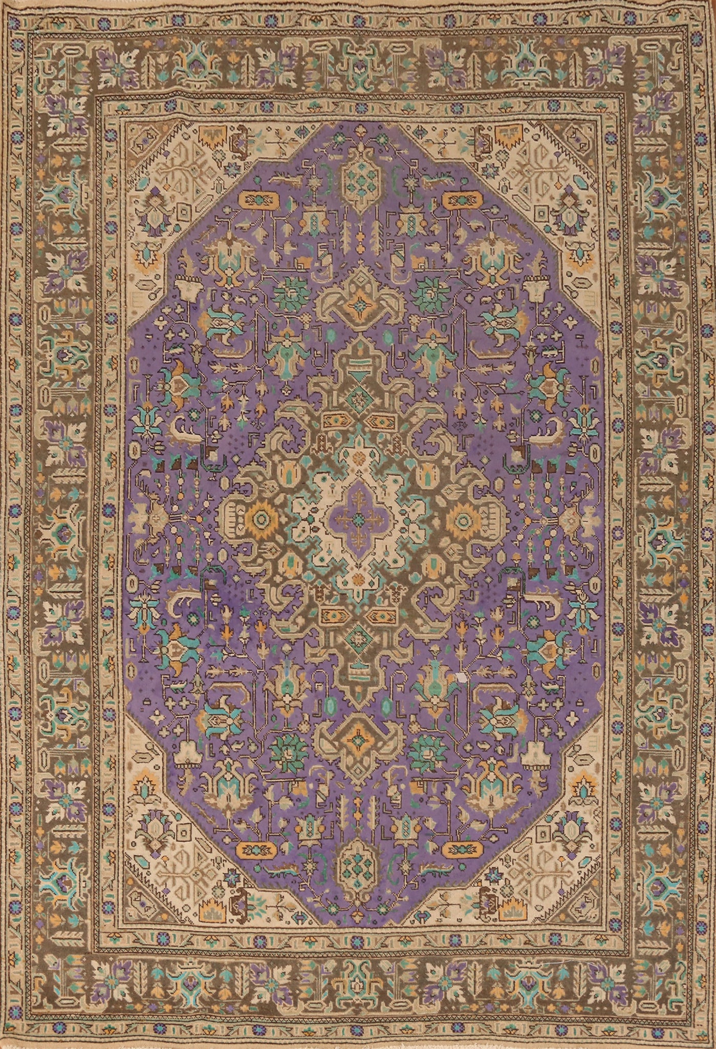 Vintage Purple Tabriz Persian Area Rug 7x10