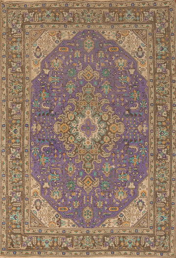 Vintage Purple Tabriz Persian Area Rug 7x10