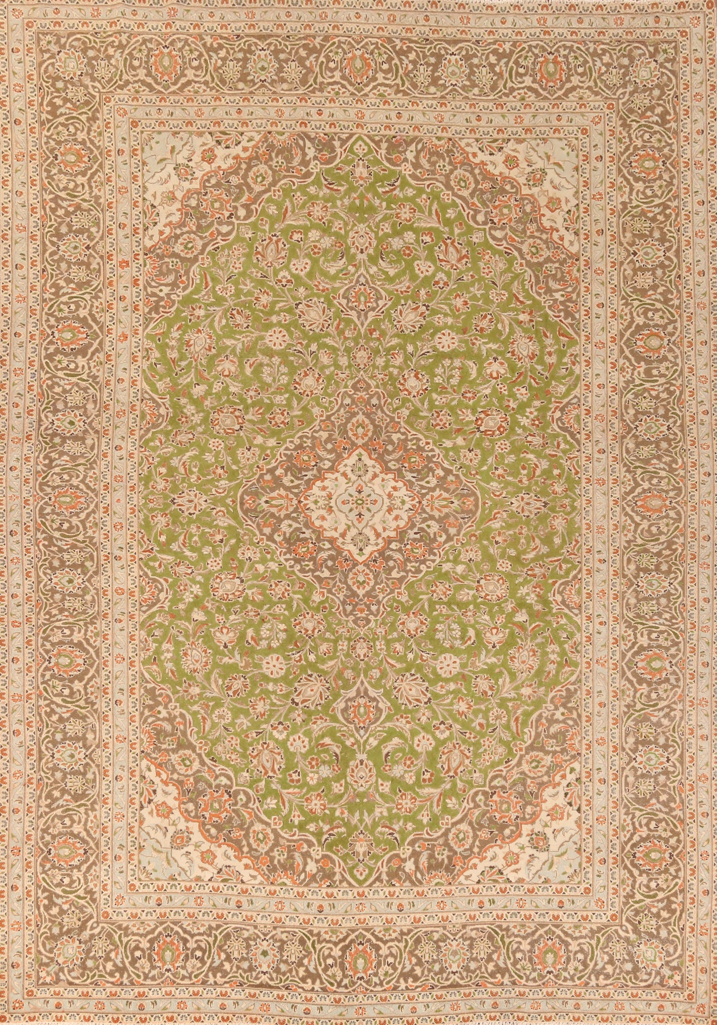 Traditional Green Mashad Persian Area Rug 10x13