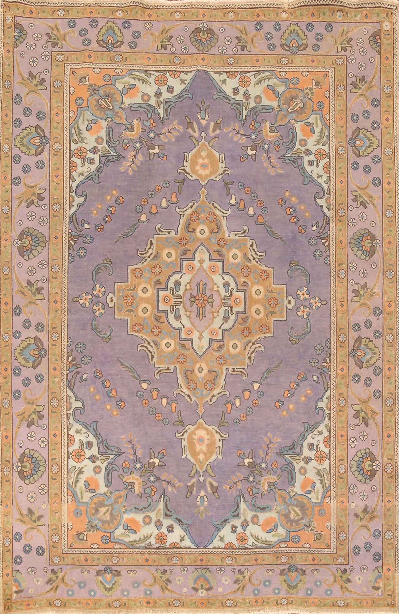 Purple Wool Tabriz Persian Area Rug 7x10