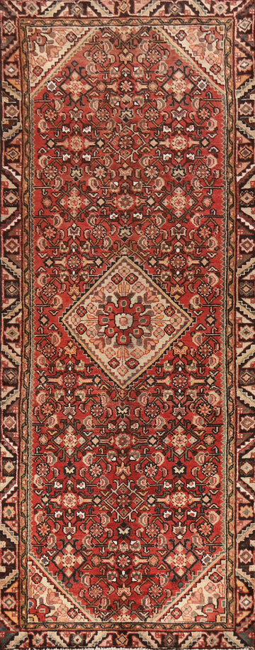 Vintage Wool Hamedan Persian Runner Rug 3x10