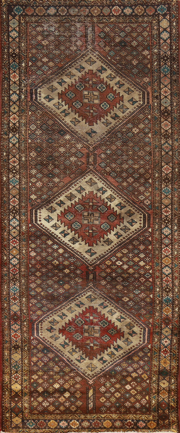 Geometric Tabriz Persian Runner Rug 4x11