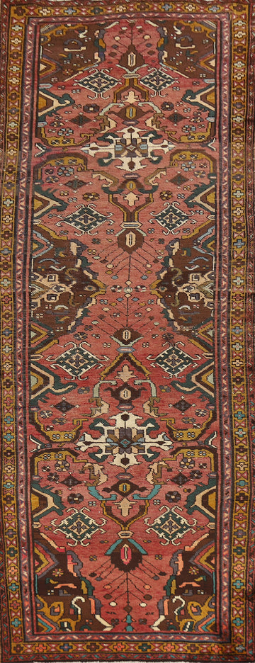 Geometric Wool Heriz Persian Runner Rug 4x11