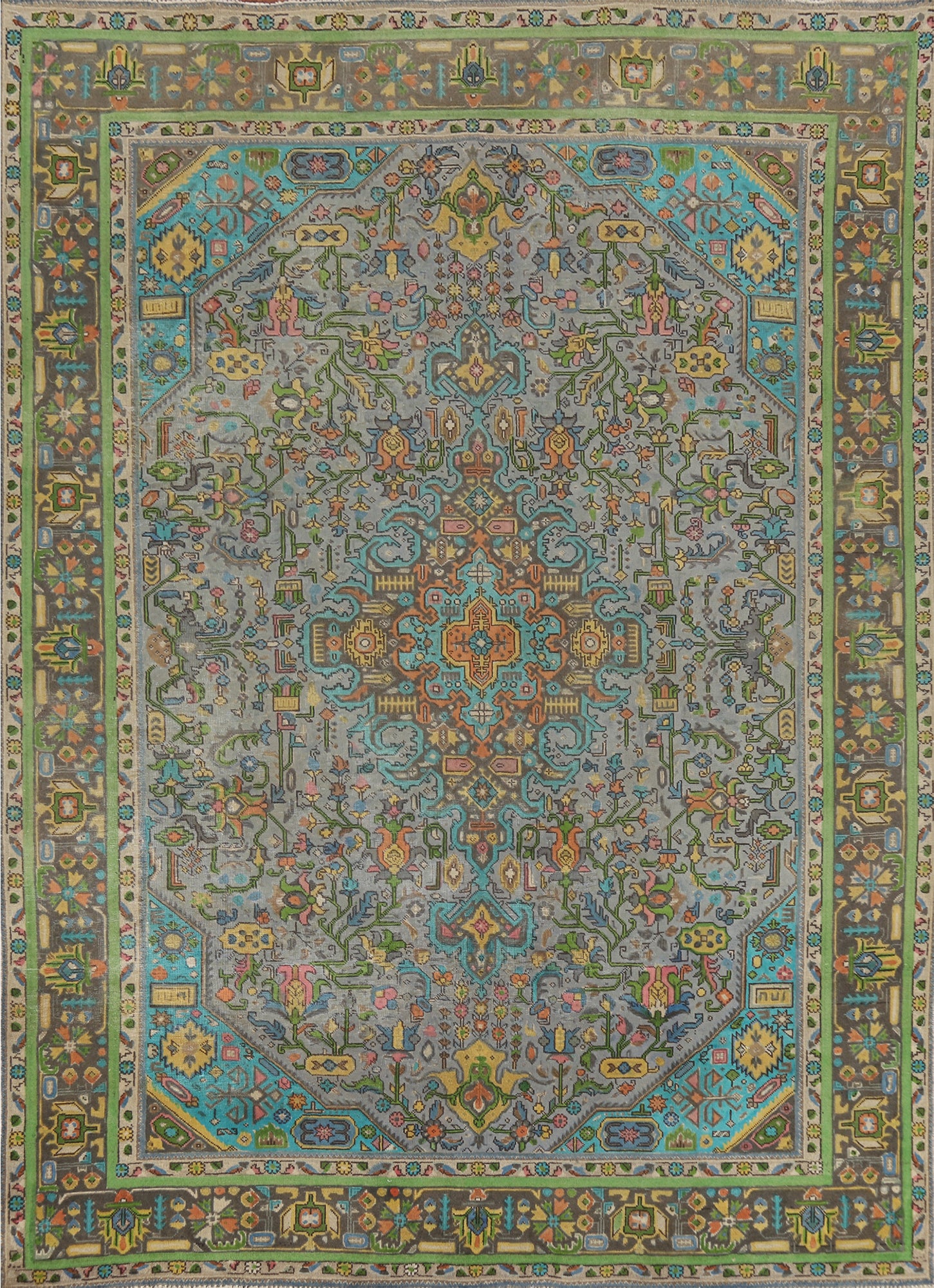 Geometric Wool Tabriz Persian Area Rug 8x11