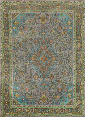 Geometric Wool Tabriz Persian Area Rug 8x11