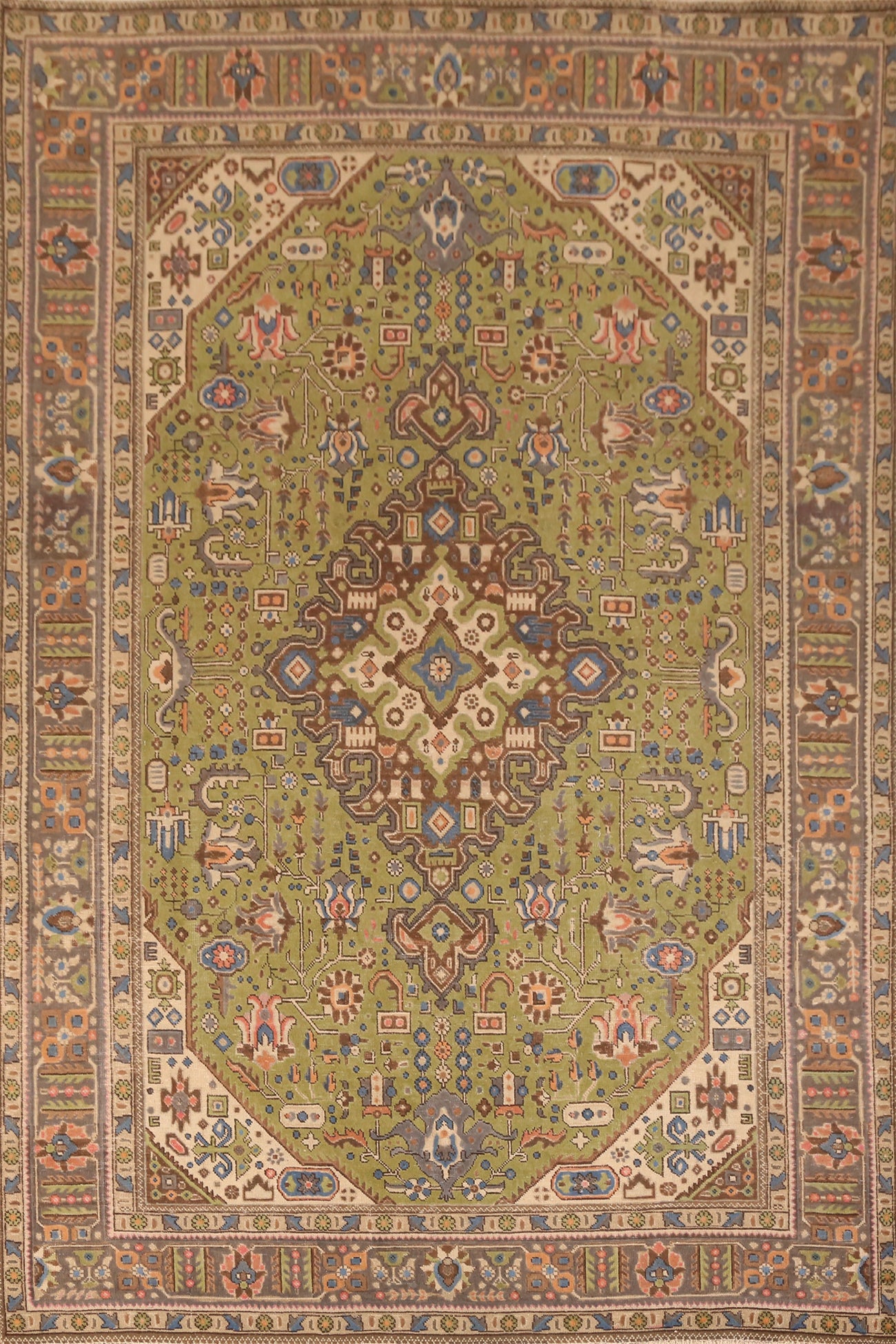 Green Handmade Tabriz Persian Area Rug 8x11