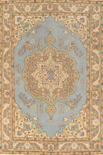 Handmade Blue Tabriz Persian Area Rug 7x9