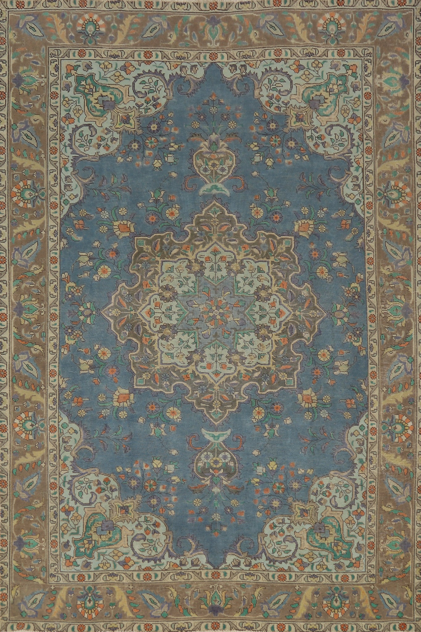 Traditional Blue Tabriz Persian Area Rug 7x10