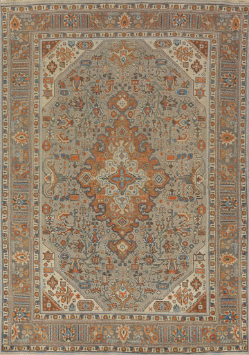 Geometric Wool Tabriz Persian Area Rug 8x11