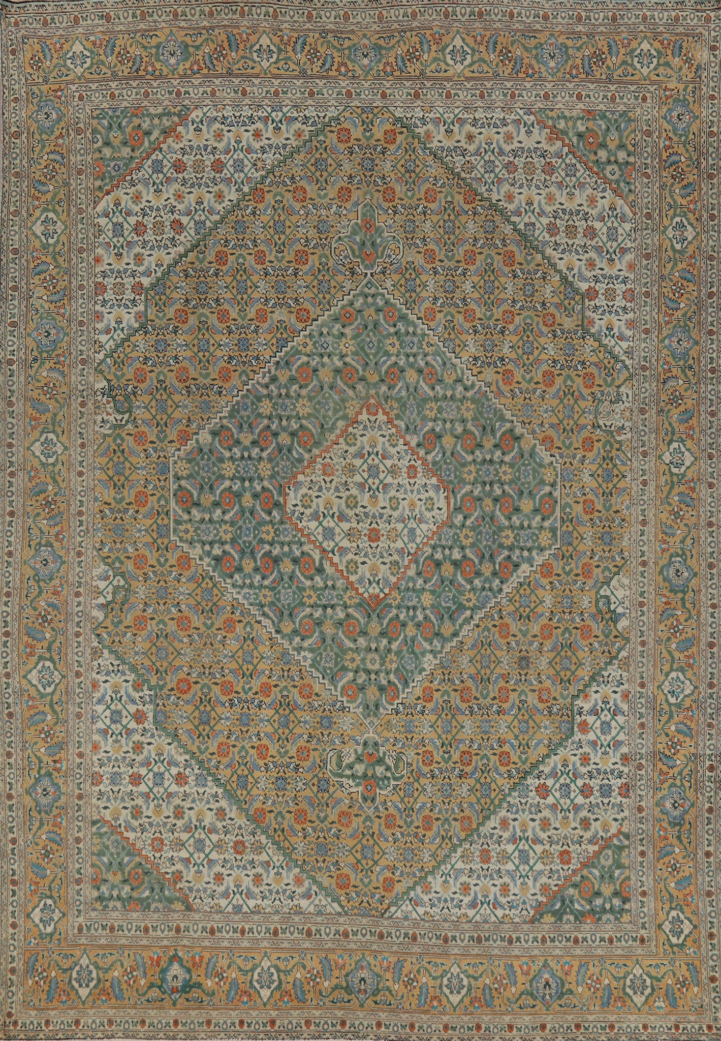 Vintage Wool Tabriz Persian Area Rug 9x12
