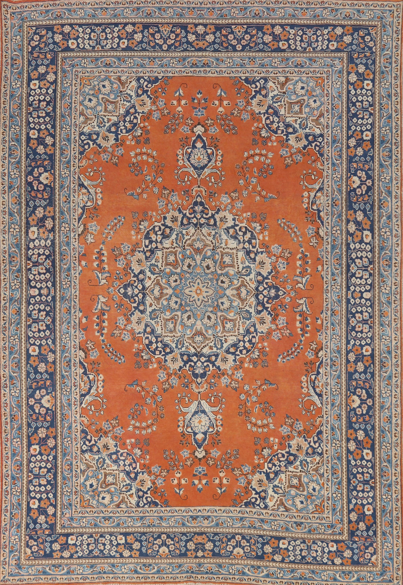 Traditional Orange Mashad Persian Area Rug 8x11