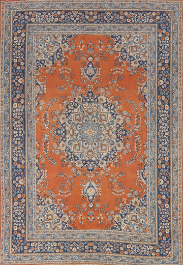 Traditional Orange Mashad Persian Area Rug 8x11