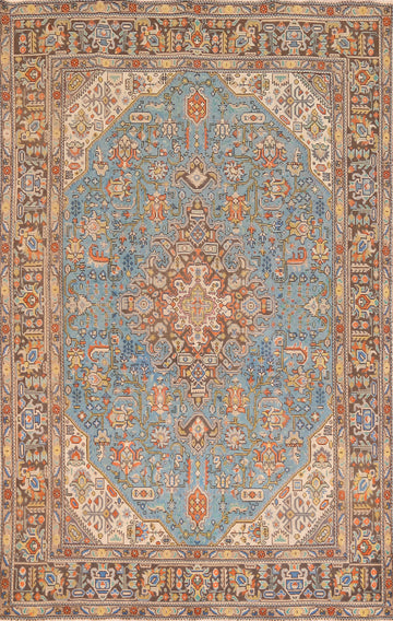 Handmade Blue Tabriz Persian Area Rug 6x10