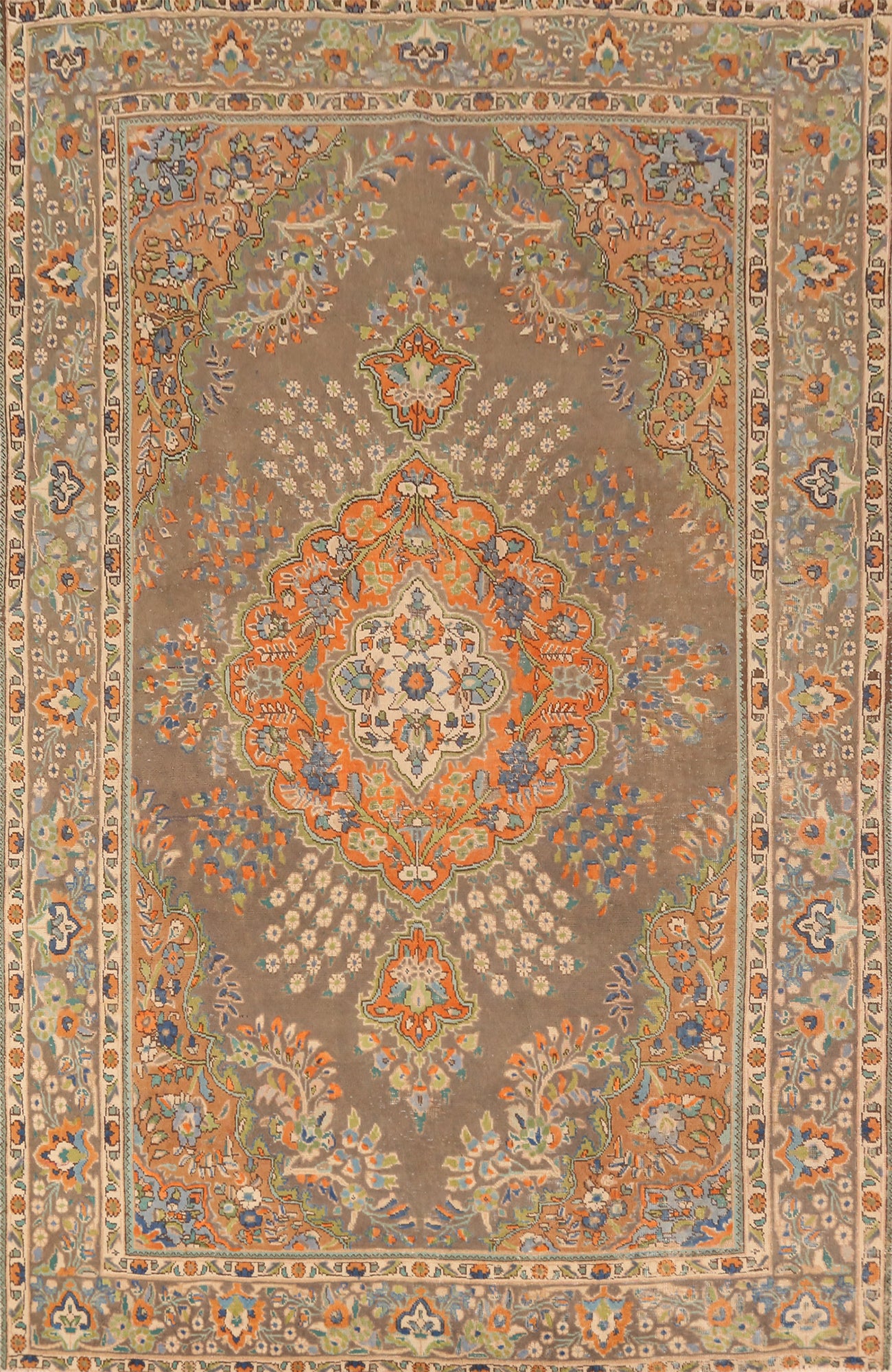 Brown Wool Tabriz Persian Area Rug 7x10