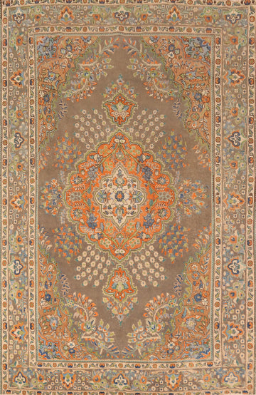 Brown Wool Tabriz Persian Area Rug 7x10