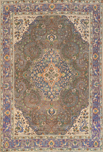 Handmade Gray Tabriz Persian Area Rug 7x9