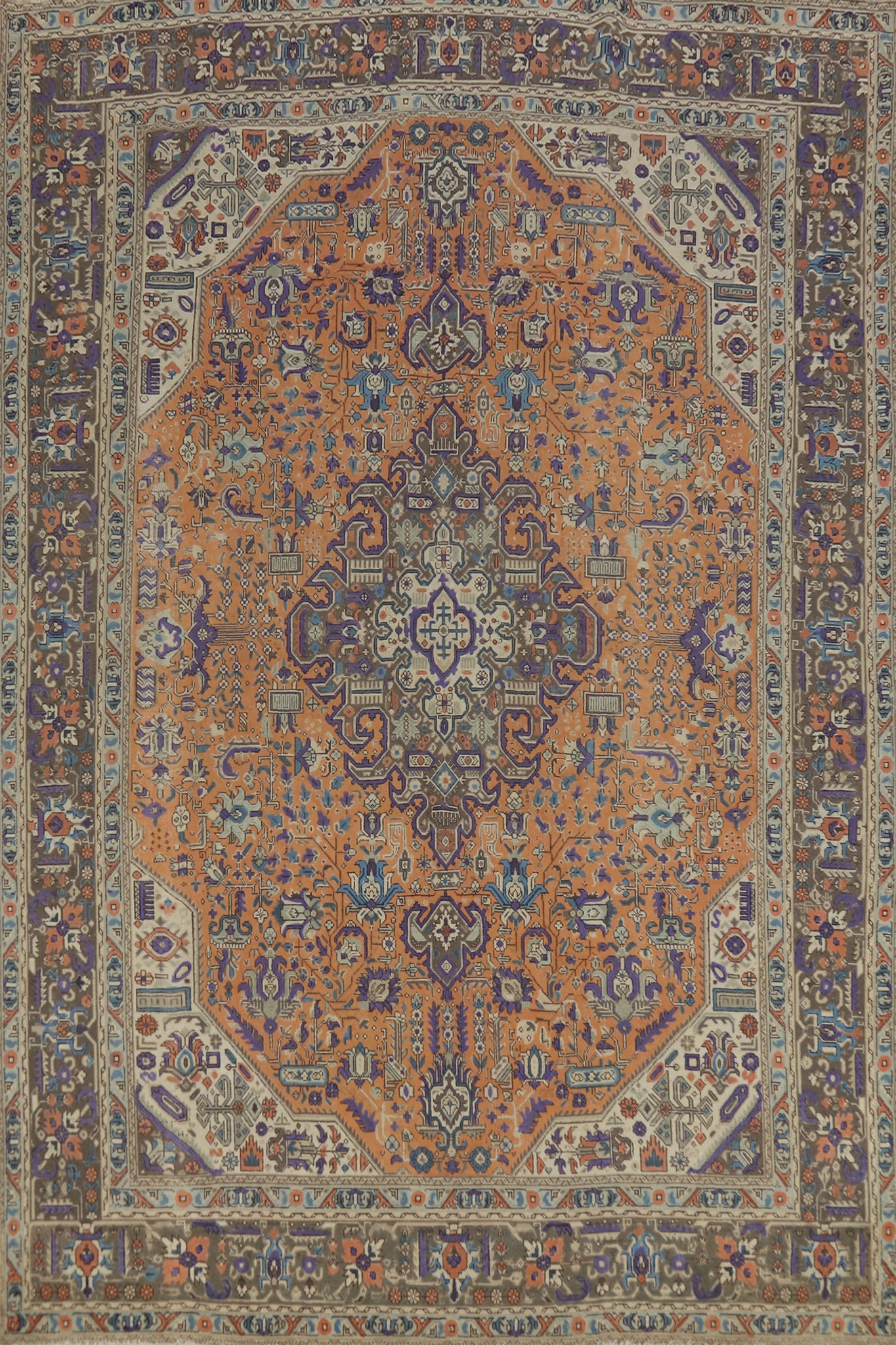 Geometric Wool Tabriz Persian Area Rug 8x11