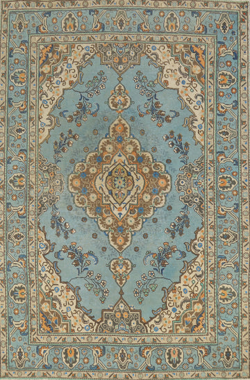 Traditional Blue Tabriz Persian Area Rug 6x9