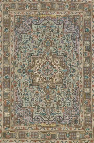 Light Green Wool Tabriz Persian Area Rug 6x10